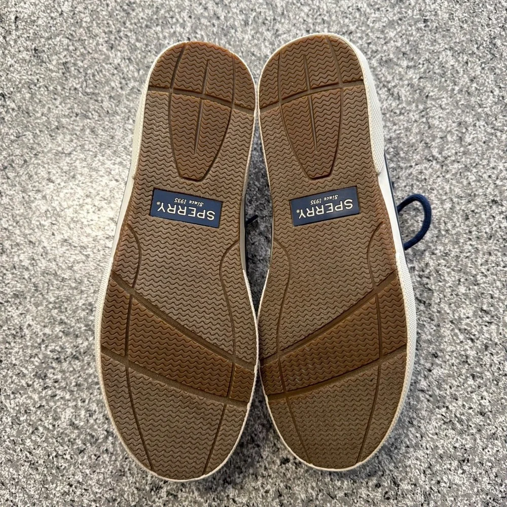 Sperry Boat Shoes Mens 8 Halyard Pretty Plaid Casual Navy STS22763